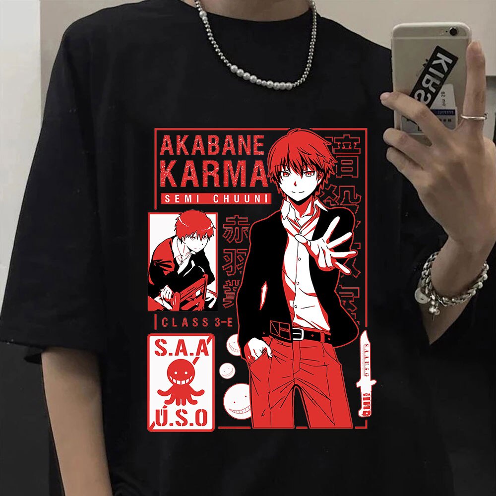 เสื้อยืด พิมพ์ลายกราฟิกการ์ตูนอนิเมะ Assassination Classroom Manga Karma Akabane Nagisa Shiota สําหร