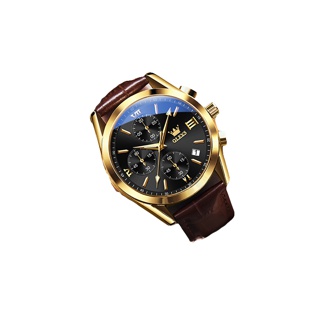 OLEVS 2021 นาฬิกาข้อมือ สายหนัง แบบกันน้ำ สำหรับผู้ชาย