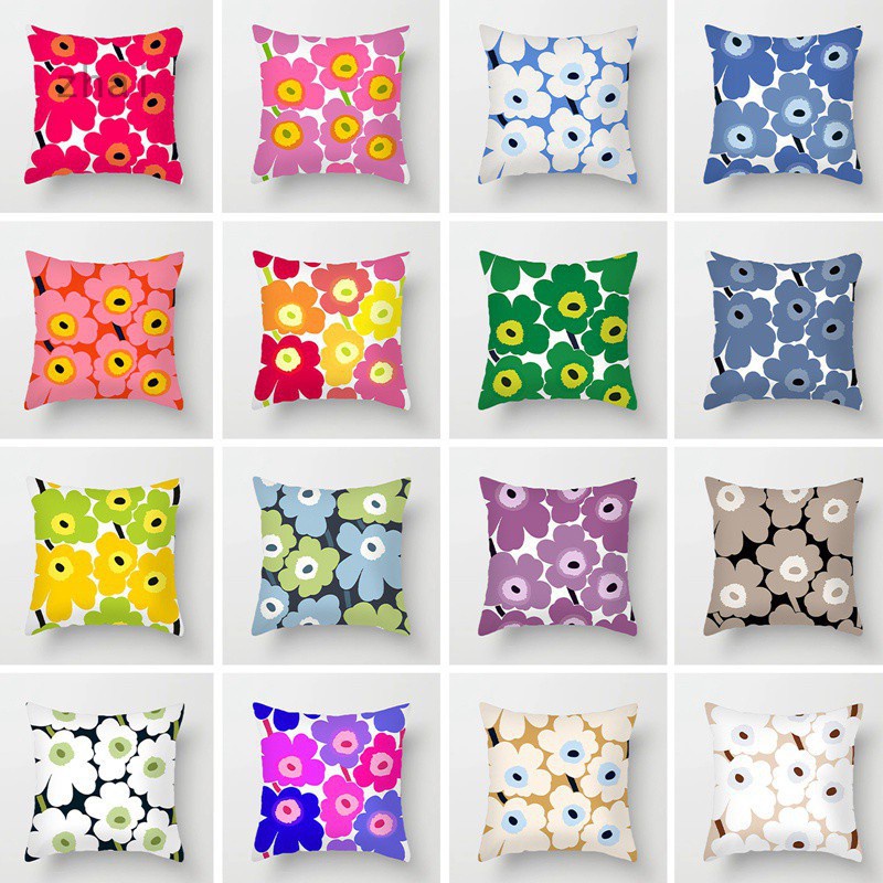 ปลอกหมอนพิมพ์ลายดอกไม้ Marimekko Diy สไตล์นอร์ดิกสําหรับตกแต่งบ้าน