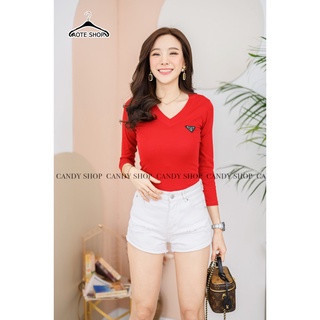 New ! เสื้อ เสื้อยืดแฟชั่น FreeSize เนื้อผ้าคล้ายยูนิโค คอวีแขนยาว เนื้อแน่น ยืดเยอะ รอบอก 32-38 นิ้ว new!