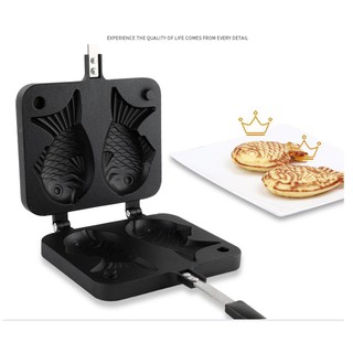 อลูมิเนียมไทยากิรูปปลาเค้กชงวาฟเฟิลกระทะแม่พิมพ์ Aluminum Taiyaki Fish Shape Cake Waffle Maker Pan Mold