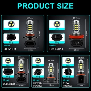 1 ชิ้น H11 หลอดไฟตัดหมอก LED 27LED H16 H8 H9 9005 ไฟตัดหมอก HB3 9006 HB4 P13W 6000K 12V สีขาว เหลือง สําหรับรถยนต์
