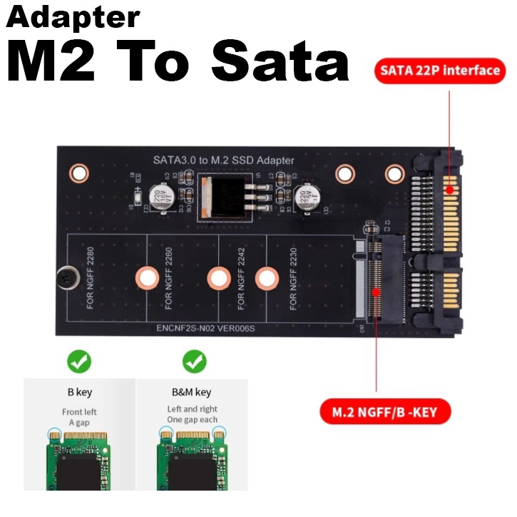 Add On Card M2 Adapter M2 SATA3 Raiser M2 To SATA Adapter SSD For NGFF 30/42/60/80mm M2 To SATA Expa