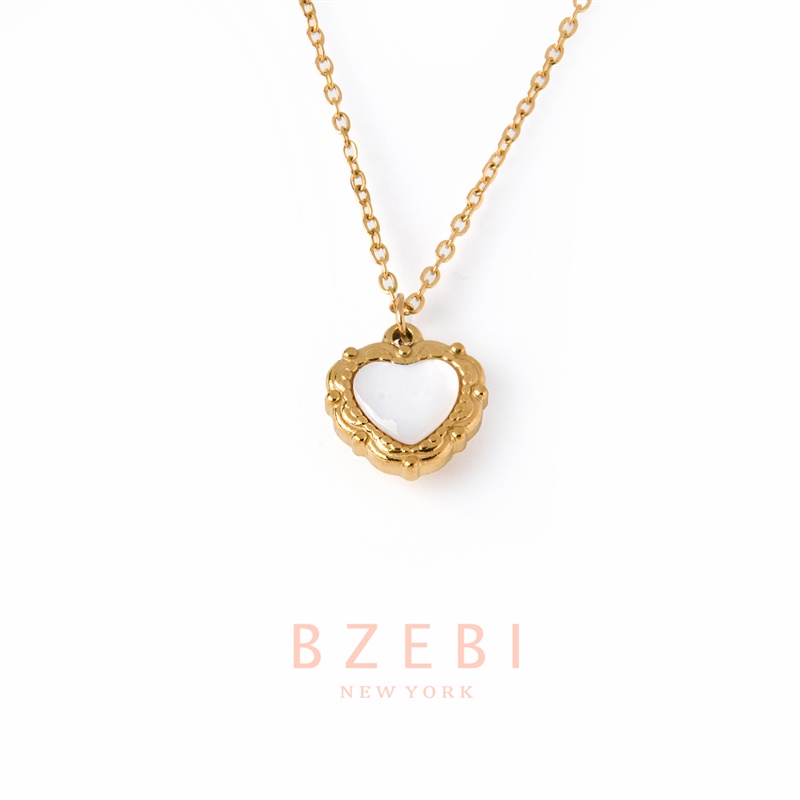 BZEBI สร้อยคอ หัวใจ ผู้หญิง แฟชั่น ทอง ทองคำแท้ เทรนด์แฟชั่น เพชร จี้สร้อยคอผู้หญิง โซ่ แฟชั่นผู้หญิง สไตล์เกาหลี necklace 18K สําหรับผู้หญิง 426N