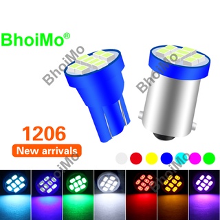 BhoiMo T10 W5W 194 168 led BA9S T4W รถโดมภายในตัวบ่งชี้ trunk สัญญาณหยุดหางอ่านหลอดไฟ 8SMD ด้านหลังป้ายทะเบียนไฟประตู 1206 park แผงรถยนต์เปลี่ยนด้านข้าง Wedge เครื่องมือโคมไฟ auto DC12v รถจักรยานยนต์สีขาวสีเหลือง