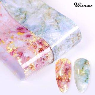 WISMAR Marble Stained Starry Nail Art Sticker Pink Blue Foil Manicure Transfer Decals