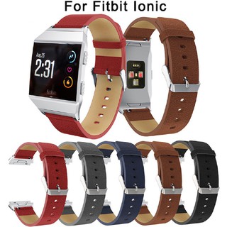 สายนาฬิกาข้อมือสายหนังสำหรับ Fitbit ionic