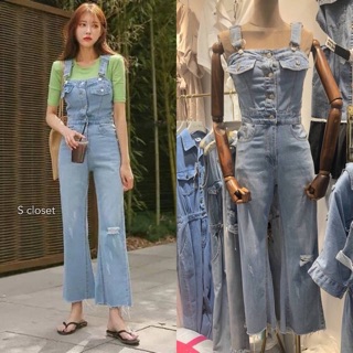 พร้อมส่ง  จั้มสูทยีนขายาว ทรงสวยเนื้อผ้ายีนดี