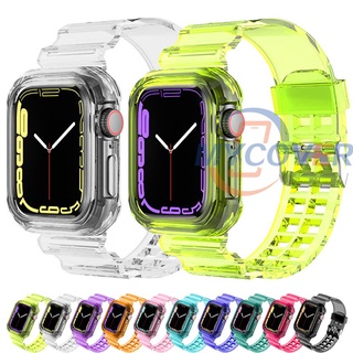 2 in 1 เคสนาฬิกาข้อมืออัจฉริยะ แบบใส กันกระแทก สําหรับ Smart WatchSeries 7 6 SE 5 4 3 2 1 ขนาด 45 มม. 41 มม. 44 มม. 40 มม. 42 มม. 38 มม.