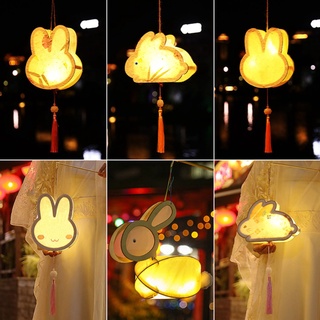 De โคมไฟ LED รูปกระต่ายน่ารัก สไตล์จีน แฮนด์เมด DIY สําหรับเทศกาลไหว้พระจันทร์กลางฤดูใบไม้ร่วง