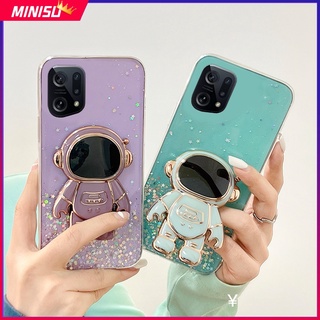 เคสโทรศัพท์มือถือ ลายนักบินอวกาศ 3D แต่งกลิตเตอร์ พร้อมที่ตั้งวาง สําหรับ OPPO Find X5 X5Pro X3 X3Pro X2 X2Pro