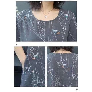 เดรสวยกลางคน ชดแม ชดเดรสไซสใหญ M-4XL ผาไหมอตาล ใสสบาย ไมรอน พรอมสง