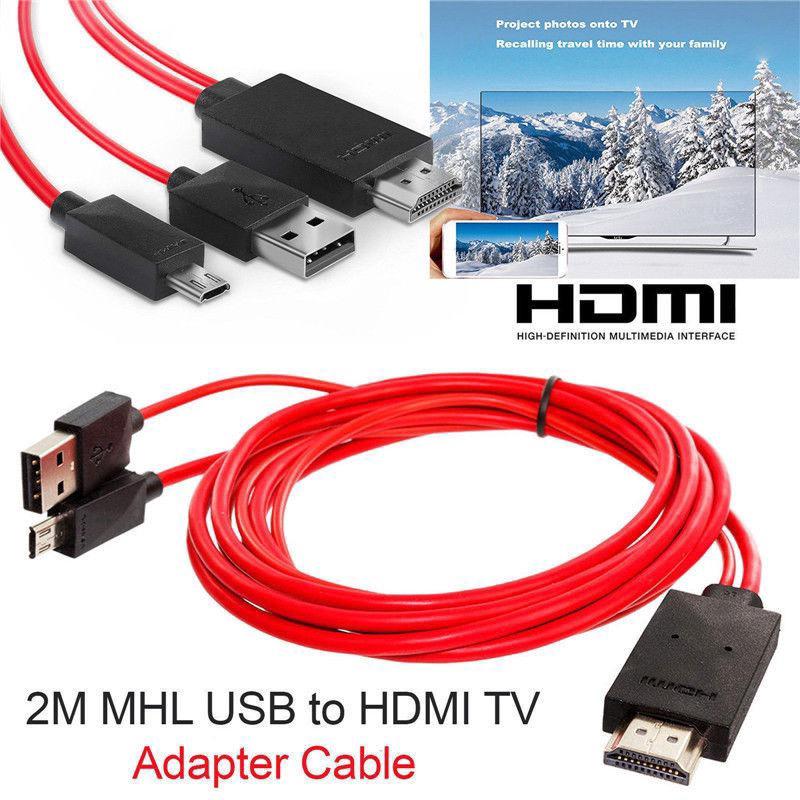 อะแดปเตอร์สายเคเบิล MHL เป็น HDMI Micro USB เป็น HDMI 1080P HD TV ยาว 2 เมตร