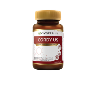 ใหม่! Clover Plus Cordy US ถั่งเช่า ทิเบต วิตามินซี วิตามินบี 6 เห็ดหลินจือ 1กระปุก (อาหารเสริมเพื่อสุขภาพ)