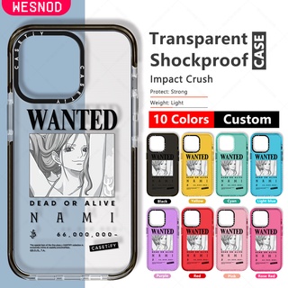 กันกระแทกใสแข็งแฟชั่นเคสโทรศัพท์มือถือ ลายการ์ตูนอนิเมะ One Piece Wanted Nami สําหรับ IPhone 12 Pro 13 Mini 15 14 Max 7 8 Plus Xs X Xr 11 Se2020คุณภาพสูงใสบางนิ่มTpu Casetifyซิลิโคนยี่ห้อโทรศัพท์มือถือไอโฟนปกป้องฝาปิด