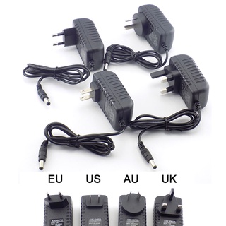 อะแดปเตอร์ชาร์จพาวเวอร์ซัพพลาย 12V 2A 100-240V AC เป็น DC ปลั๊ก US EU สําหรับแถบไฟ LED