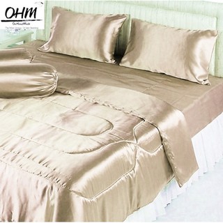 OHM ผ้านวมเดี่ยว ขนาด 60 นิ้ว x 80 นิ้ว ผ้าเครปซาติน 220 เส้น (สีทองน้ำตาลอ่อน)