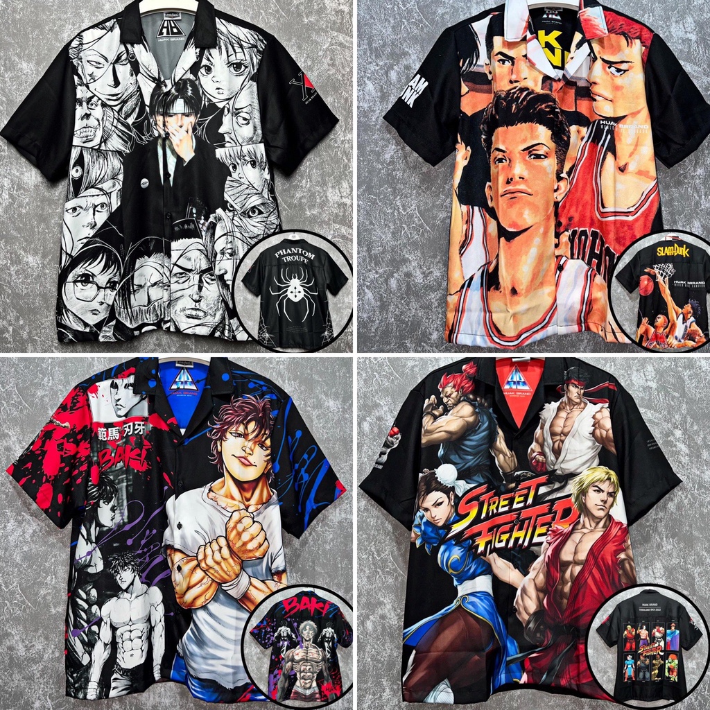 รวมลายการ์ตูน | เสื้อเชิ้ต HUAK เสื้อเชิ้ตโอเวอร์ปริ้น ของแท้ 100% ฮวกแบรนด์ Oversize เสื้อแนวสตรีท 