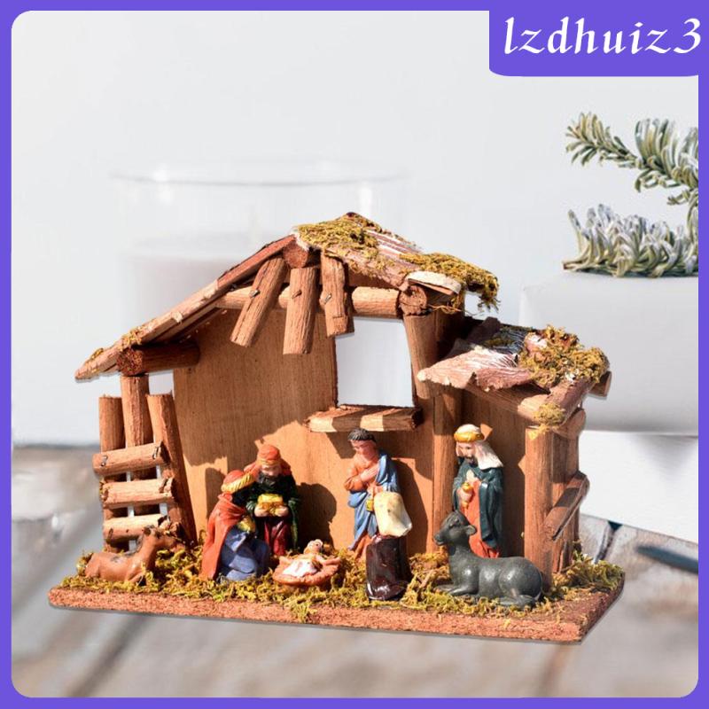 Nativity Figurine Birth of Jesus Set Religious Christian Sculpture Home Tabletop Ornament #4