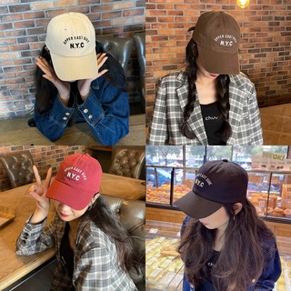 (พร้อมส่ง) หมวกแก๊ปสำหรับผู้ใหญ่ หมวก Cap ผ้า COTTON สีพื้น ปักอักษร " N.Y.C " รอบหัว: 56-60 cm.