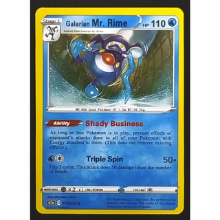 Galarian Mr. Rime Stage 1 019/070 U บาริโครุ Pokemon Card Gold Flash Light (Matte) ภาษาอังกฤษ