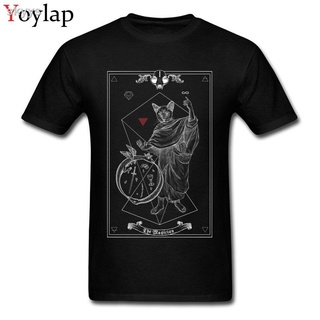 ✓◊เสื้อยืดคอกลมผ้าฝ้ายพิมพ์ลาย Tarot The Magician I Inverted Tops สําหรับผู้ชาย C96L