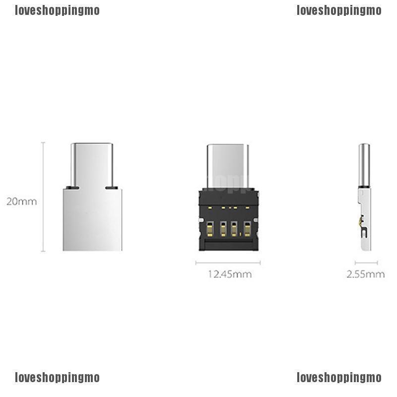 LOVESHOPPINGMO อะแดปเตอร์แปลง USB-C 3.1 Type C Male to USB Female OTG 2 ชิ้นสำหรับ U Disk