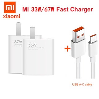 ชุดชาร์จเร็ว XIAOMI ของแท้ Turbo Fast Charge หัวชาร์จ 33W/67+สายชาร์จ Type C 6A สำหรับโทรศัพท์ Mi 12 11 9 Poco X4 Pro NF