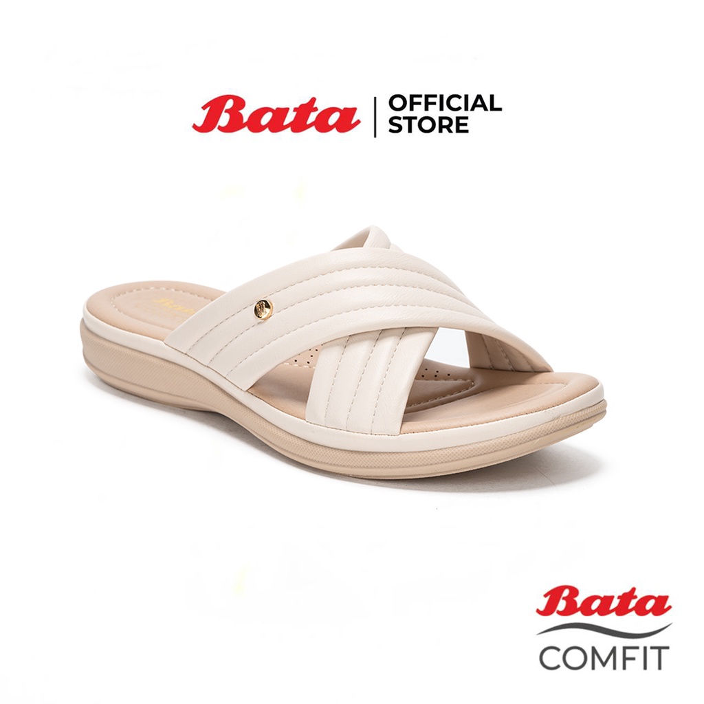Bata Comfit บาจา คอมฟิต รองเท้าแตะเพื่อสุขภาพ ใส่ลำลอง รองรับน้ำหนักเท้าได้ดี สูง 1 นิ้ว สำหรับผู้หญิง รุ่น Talon สีครีม 6611634
