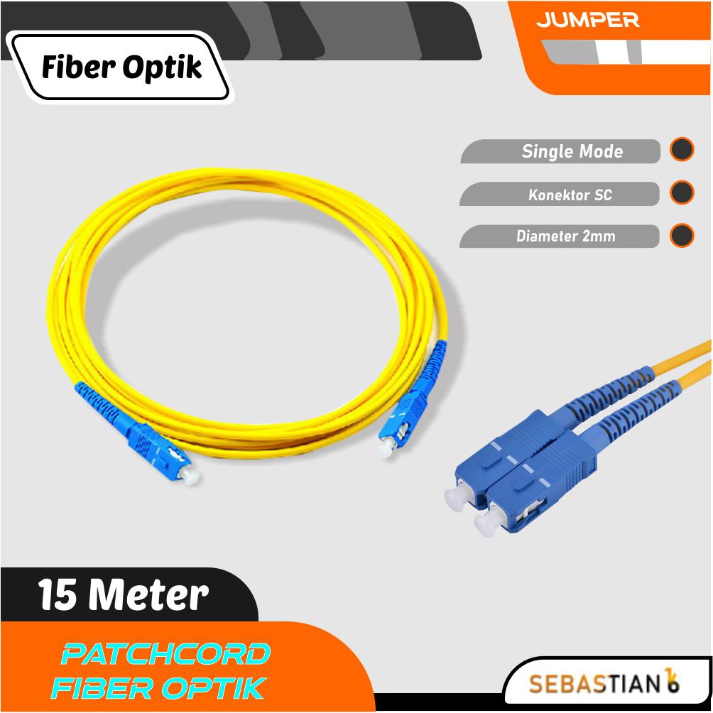 [คุณภาพสูง] Patchcord Fiber Optic SC to SC UPC SM Simplex 15 เมตร
