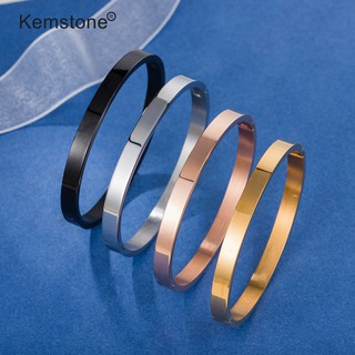 Kemstone 6 มม. แฟชั่น ขัดเงาสูง สเตนเลส กําไลข้อมือ สร้อยข้อมือ สําหรับผู้หญิง / ผู้ชาย เครื่องประดับ ของขวัญ