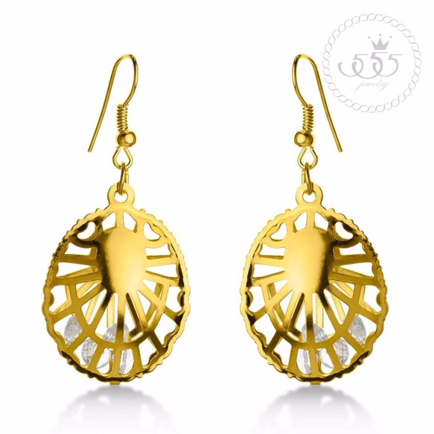 555jewelry ต่างหูแบบห้อยแฟชั่น ฉลุลายโปร่งสวยงาม รุ่น MNC-BER065-B (BER2]