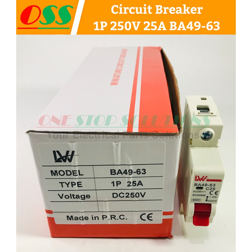 เซอร์กิตเบรกเกอร์ MCB DC 1P 250V 25A BA49-63