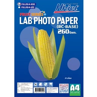 Hi-jet กระดาษโฟโต้ ผิวกึ่งมันกึ่งด้าน (มีลายน้ำที่ด้านหลัง)Inkjet Fruit Series Lab (Backside-coated) 260 แกรม A4 100แผ่น