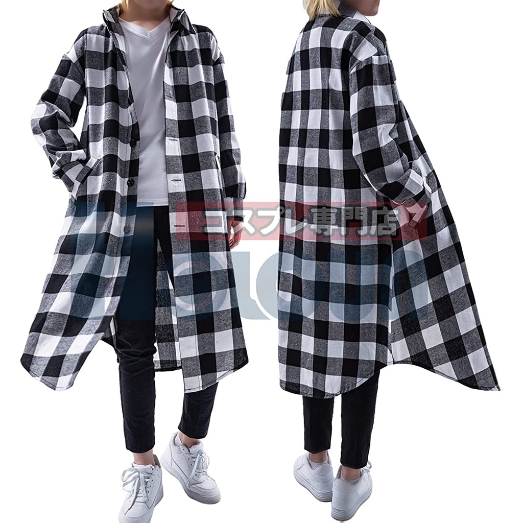 HOLOUN Tokyo Revengers Mikey คอสเพลย์ชุดลําลองอะนิเมะเครื่องแต่งกายแขนยาวเสื้อลายสก๊อตเสื้อใหม่เสื้อ