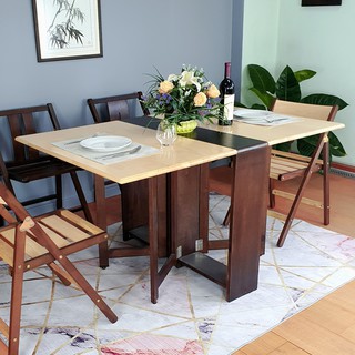 โต๊ะกินข้าว โต๊ะทำงาน Evergreen-Furniture  Square Folding Table T-1497-D ทำจากไม้ยางพารา(เป็นสี2โทน มี2สีในหนึ่งตัว)