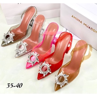 รองเท้าส้นสูง AMINA MUADDI HI-END สุง4นิ้ว พร้อมกล่องอุปกรรืครบเซต