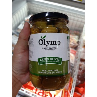 ecook กรีซ โอลิม มะกอก เขียว สอดไส้ พริก จาลาเปโน​ ชีส 700g olymp green olive stuffed with jalapenno pepper