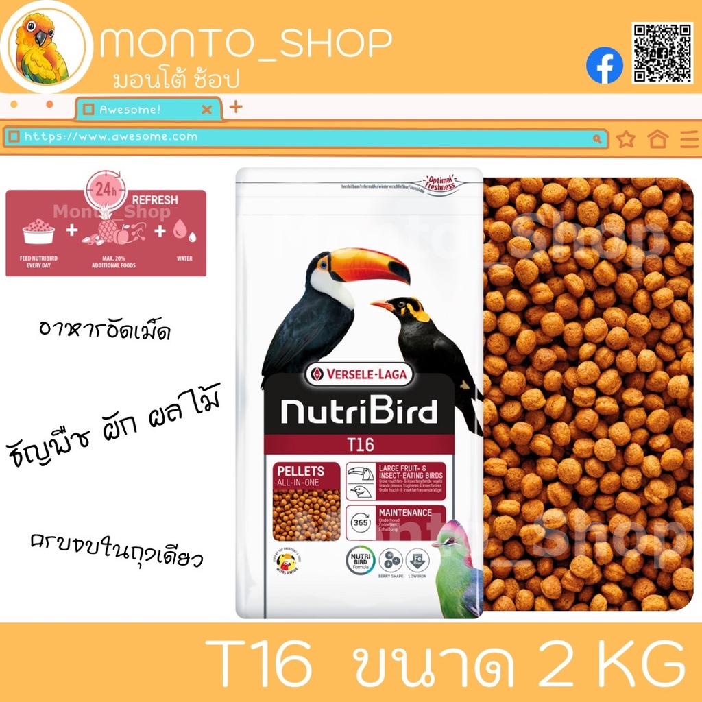 อาหารนก Versele laga NutriBird T16 (Beo เดิม) ขนาด 2 KG