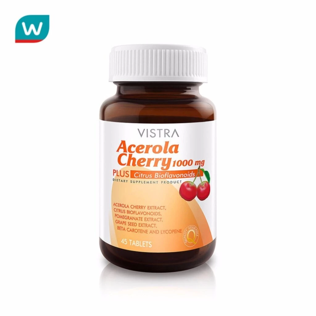 Vistra วิตามินซี วิสทร้า อะเซโรลา เชอร์รี Vistra Acerola Cherry Vitamin c 45 เม็ด