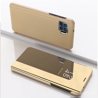 เคสโทรศัพท์กระจกพลิกเคสมือถือสีทึบที่สวยงาม Oppo A93 F17 A73 A54 A74 A16 5G case เคส