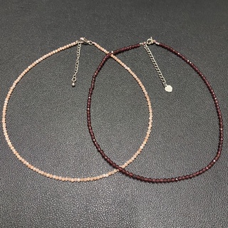 สร้อยโกเมนและพีชมูนสโตน แบบเจียรเหลี่ยมสวยๆ Garnet and Moonstone necklace