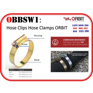 Pack 10 Pcs เข็มขัดรัดท่อ เหล็กรัดท่อ กิ๊บรัดท่อ แคล้มรัดท่อออบิท Hose Clips OBBSW1- ORBIT