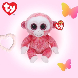 Ty Beanie boos, ตุ๊กตาแบรนด์ Ty ของแท้ ตุ๊กตาลิง ของแท้ พร้อมส่ง สีชมพู ตาโต น่ารัก Monkey (Ruby)