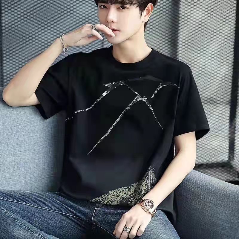 ส่งเร็วเสื้อยืดแขนสั้นผู้ชายเสื้อยืดคอกลมสไตล์เกาหลีฤดูร้อน Men's short sleeve T-shirt - รูปที่ 3