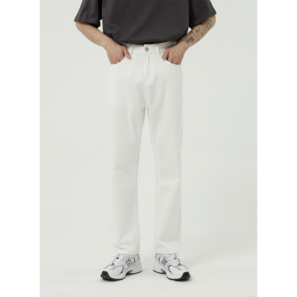 SEOULSHIRTS PREMIUM 🇰🇷 กางเกงยีนส์ขายาว ขาว ดำ ทรงกระบอก สไตล์เกาหลี ทรงสวย ใส่ง่ายเข้ากับทุกลุค P061