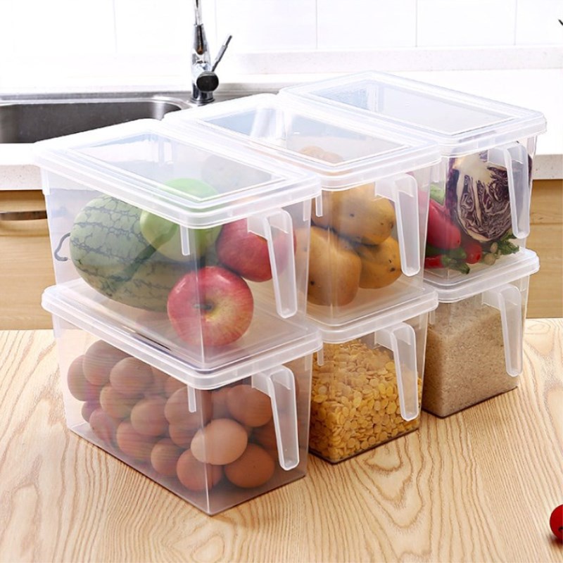 Microwave Fridge Food Storage Box Organizer With Lid Handle Container