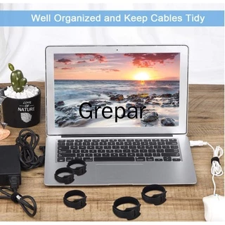 [พร้อมส่ง] ตัวจัดระเบียบสายเคเบิ้ลแบบไนลอน สายรัดเวลโครรูปตัว T ที่รัดสายไฟแบบตีนตุ๊กแก ใช้ซ้ำได้ 50 ชิ้น