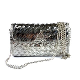 สอบถามสต๊อคก่อนสั่งซื้อ❗กระเป๋าสะพายเงินแท้ลายสาน เงินแท้ 92.5% : Weaving Sterling Silver Clutch Shoulder Bag [WSPW0025]