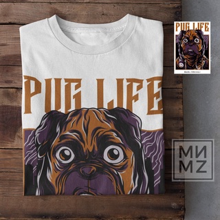 เสื้อยืดชาย เสื้อกราฟิก PUG LIFE เสื้อยืด unisex สําหรับผู้ชายสําหรับผู้หญิงเสื้อยืดคอกลมทีเทิด ns2